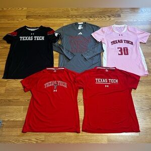 Lot Of 5 Texas Tech Women’s T-Shirts 4 Med  Under Armour 1 Lg Adidas